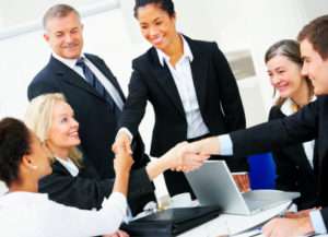 Diverse business group meeting